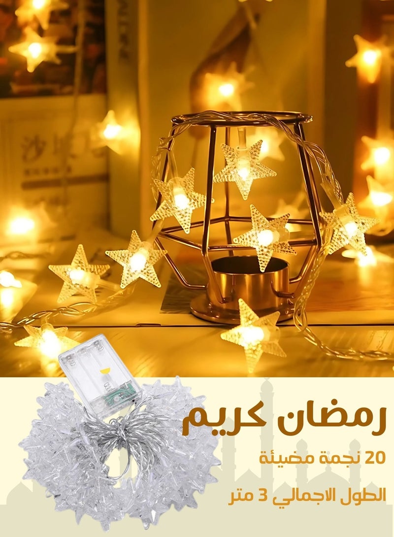 F.A.M.S Star LED String Lights - Battery Operated, Warm White Fairy Lights for Indoor & Outdoor Decoration, 3 Meters - Image 1